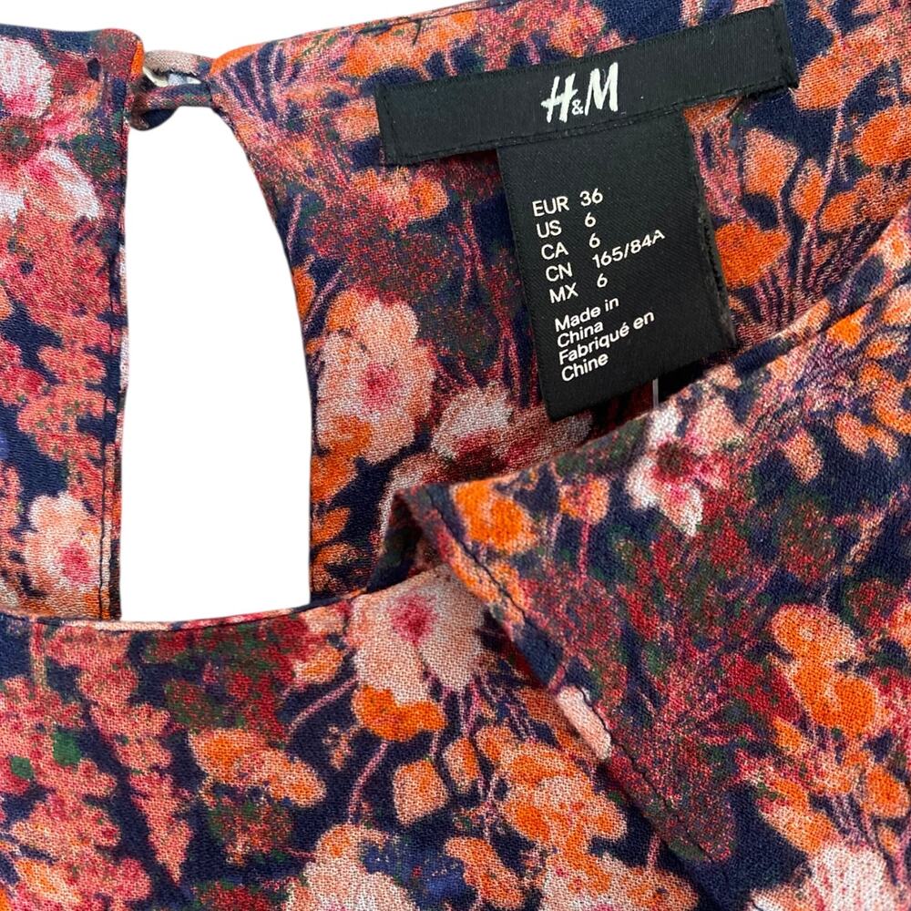 NWT H&M Floral Mini Dress Ruffle Long Sleeves Size 6 - Picture 5 of 7